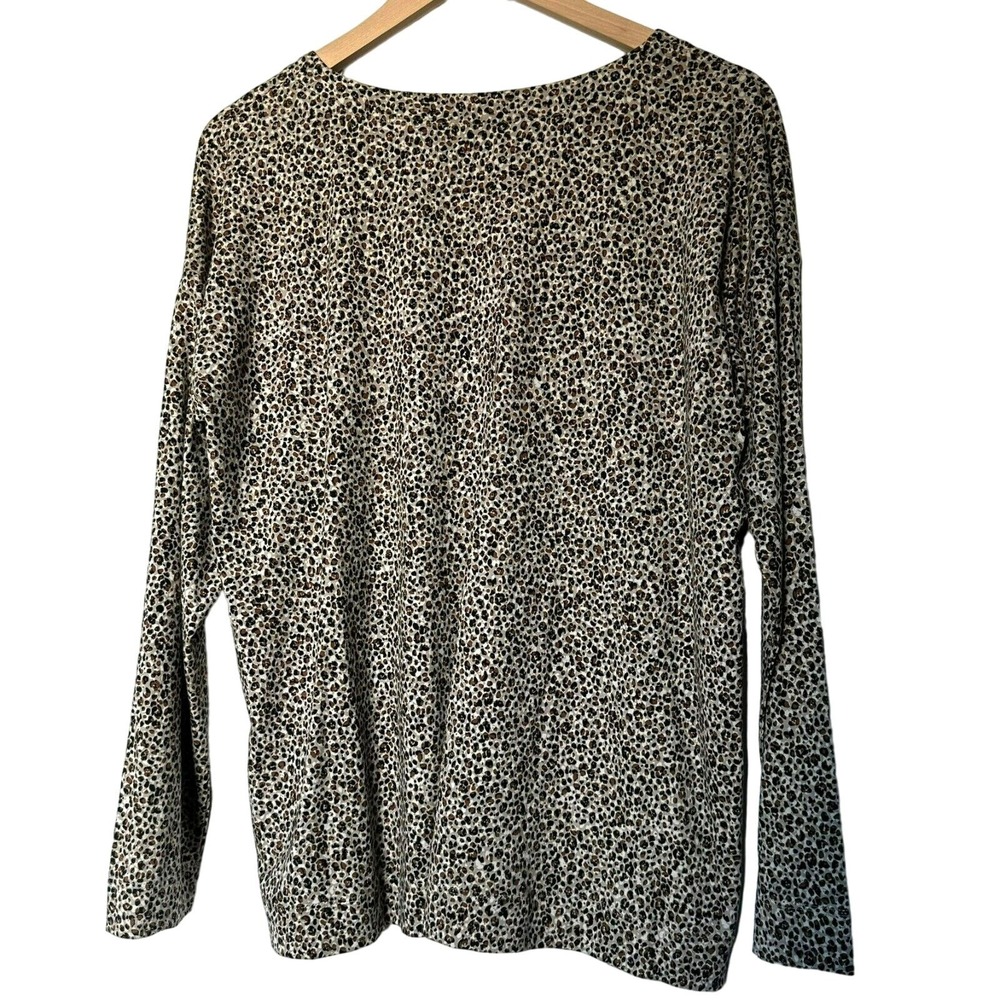 J. JILL NWT Women Large Luxe Supima Relaxed Tee Long Sleeve Animal Print Leopard - Picture 2 of 9